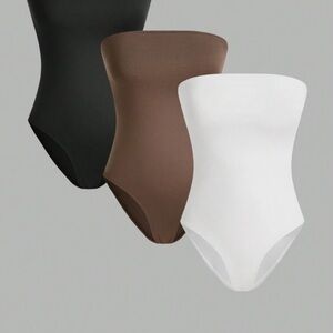 Women's Strapless Bodysuit - Black, Brown, and White